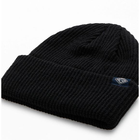 NEW PACSUN Fisherman Fold Over Black Knit Shallow Cuff Beanie Hat Cap Unisex - Picture 6 of 6